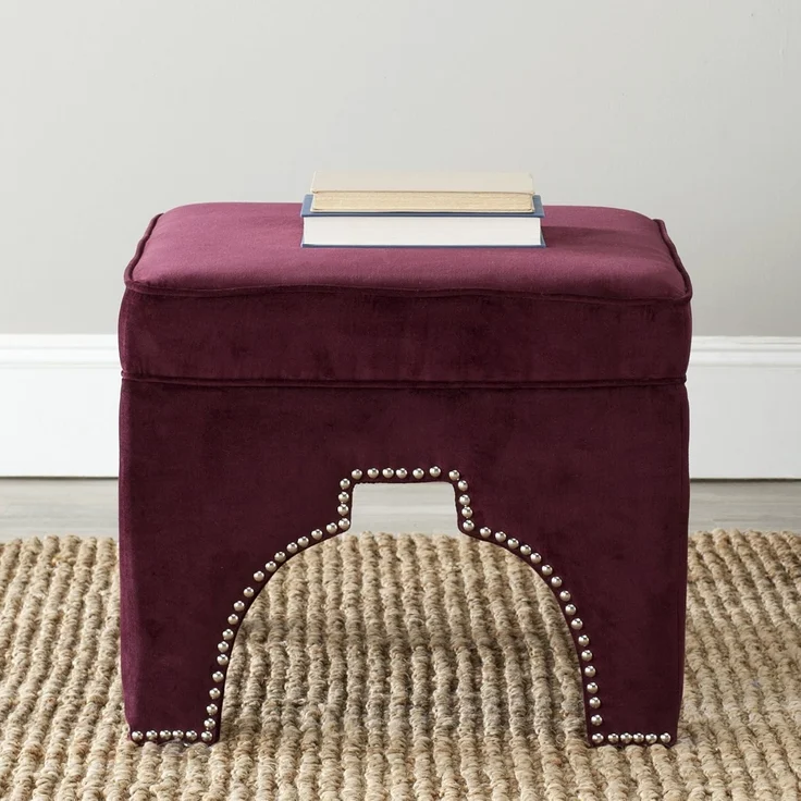SAFAVIEH Upholstered Ottoman, in Bordeaux, 55 X 55 X 45 – Bild 5