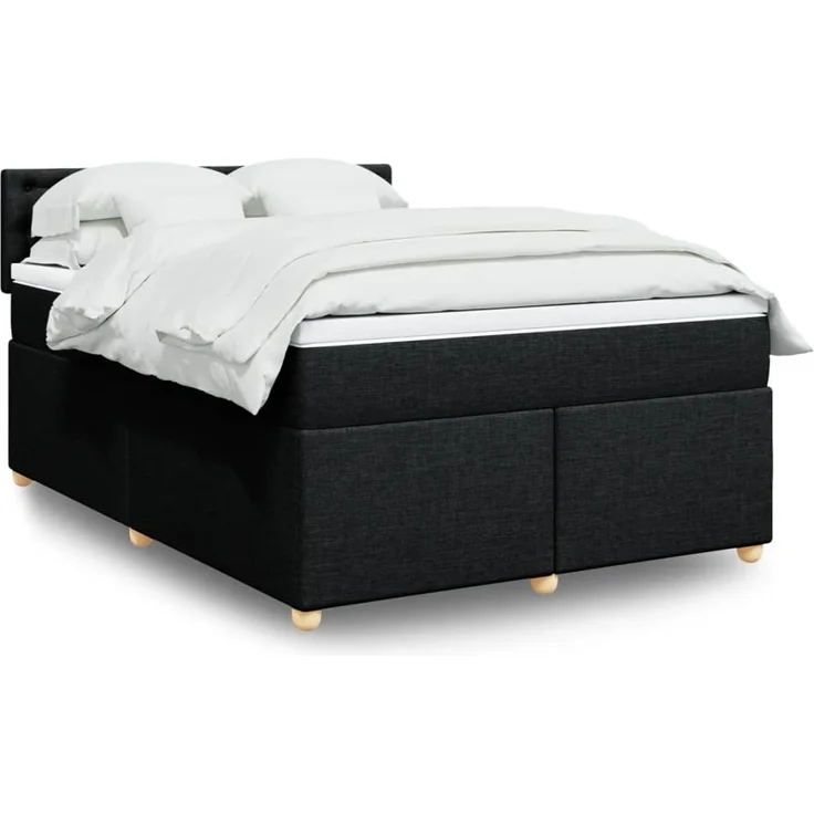 vidaXL Boxspringbett mit Matratze Schwarz 160x200 cm Stoff 3289047 – Bild 1