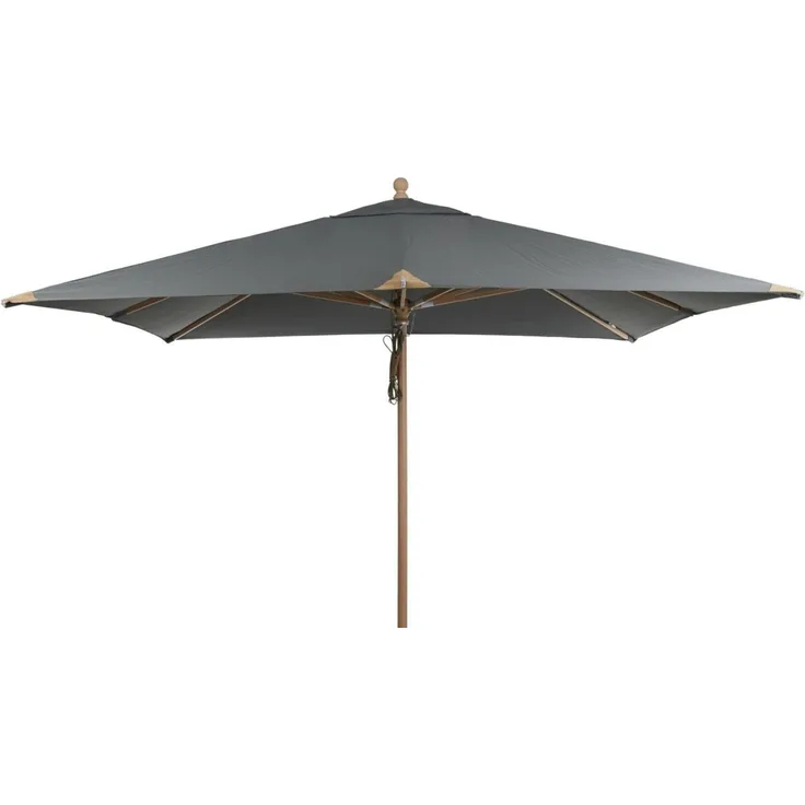 Sonnenschirm Como aus Buchenholz und Polyester, modern skandinavisch, grau, 3x3 m, ohne Schirmständer