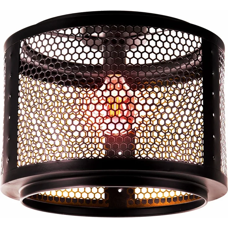 Smart LED Deckenlampe Schlafzimmerleuchte, Gitterschirm gold schwarz