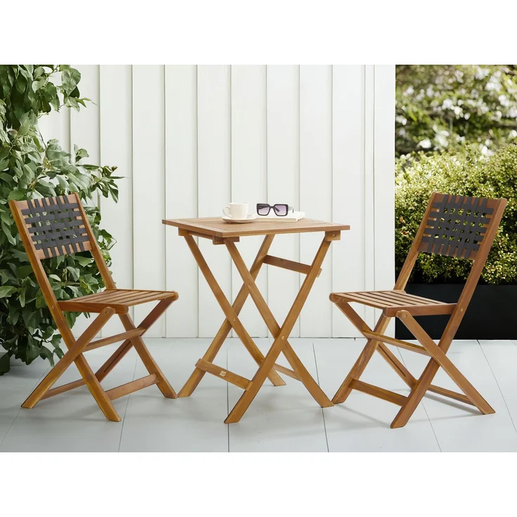 Bistro Set CONIOLO Akazienholz Braun Schwarz – Bild 3
