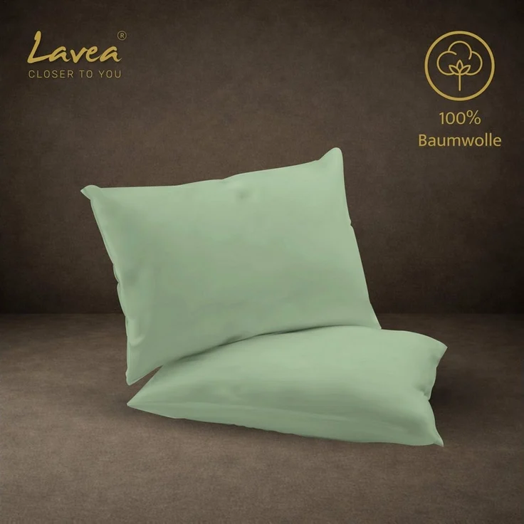 Lavea Kissenbezug 2er Set 100% Baumwolle flauschig, Jasmin, Kissenhülle, Kissenbezüge, (2 Stück), pflegeleicht, langlebige Qualität, mit Reißverschluss – Bild 3