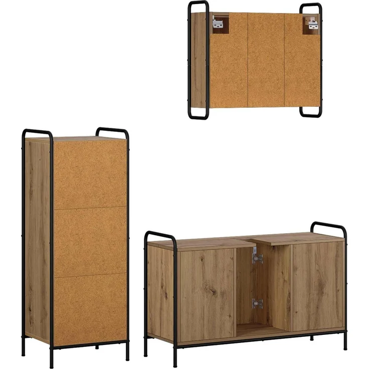 vidaXL Badezimmerschrank-Set 3 stk. Artisan-Eiche 40 x 36 x 109,5 cm 3444542 – Bild 7