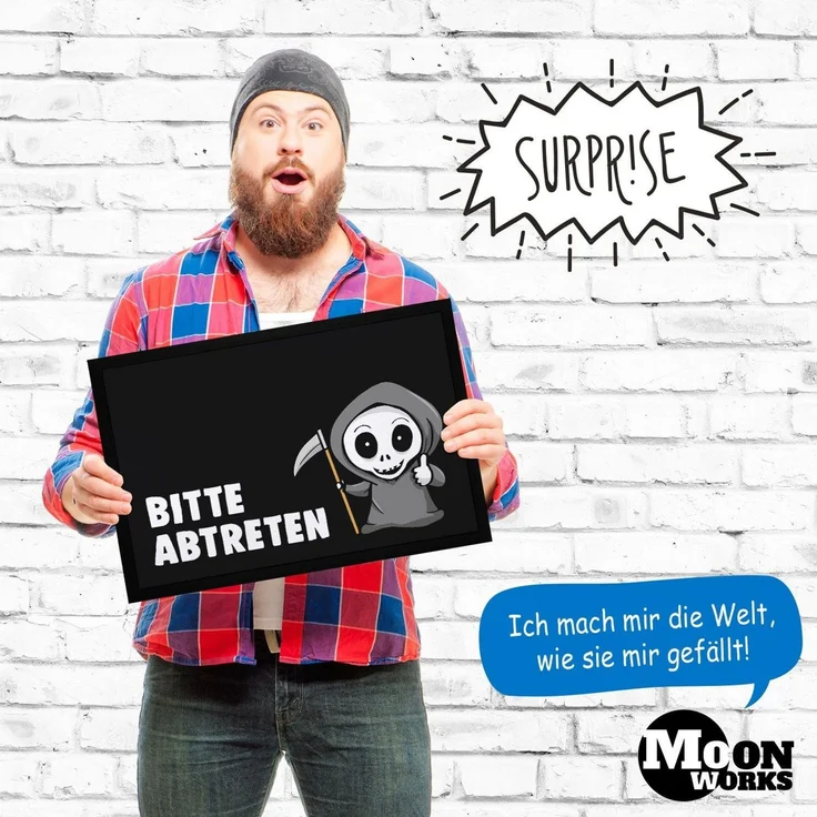 MoonWorks Fußmatte Fußmatte mit Spruch Bitte abtreten Sensemann lustiges Wortspiel, rechteckig – Bild 3