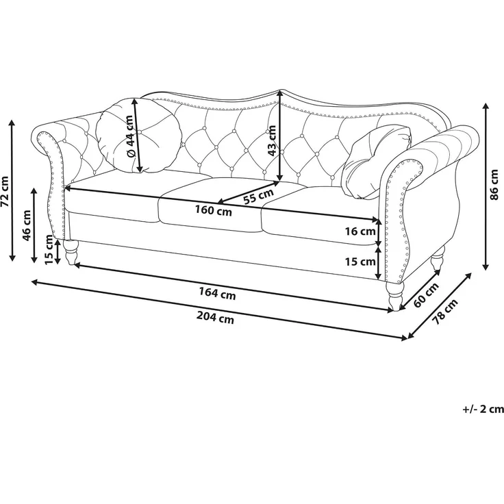 Sofa 3-Sitzer SKIEN Samtstoff Dunkelrot – Bild 3