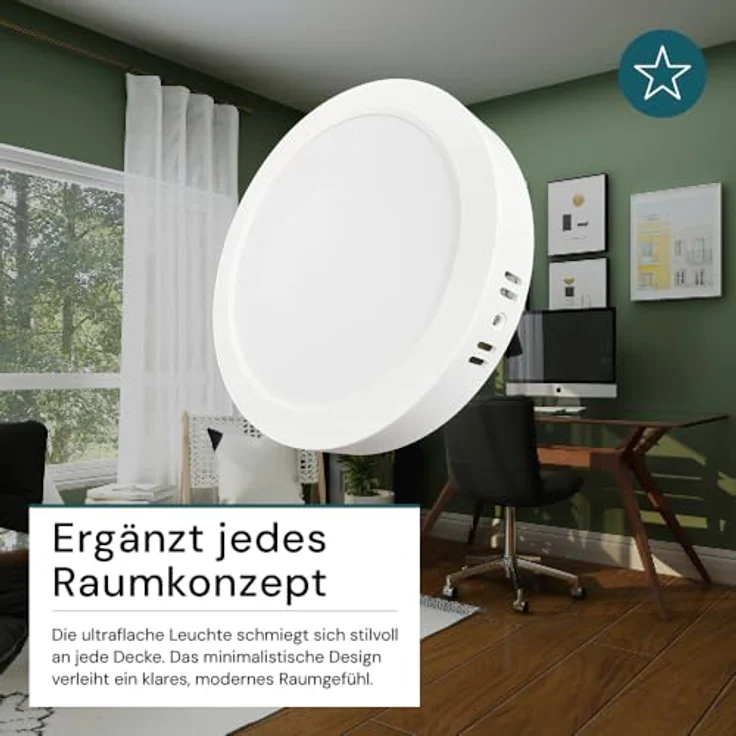LUXULA LED Aufbauspot flach Weiß, 24W 2400lm, IP44, CCT 3000K-6000K einstellbar, Deckenlampe für Bad, Küche, Flur & Wohnzimmer – Bild 5
