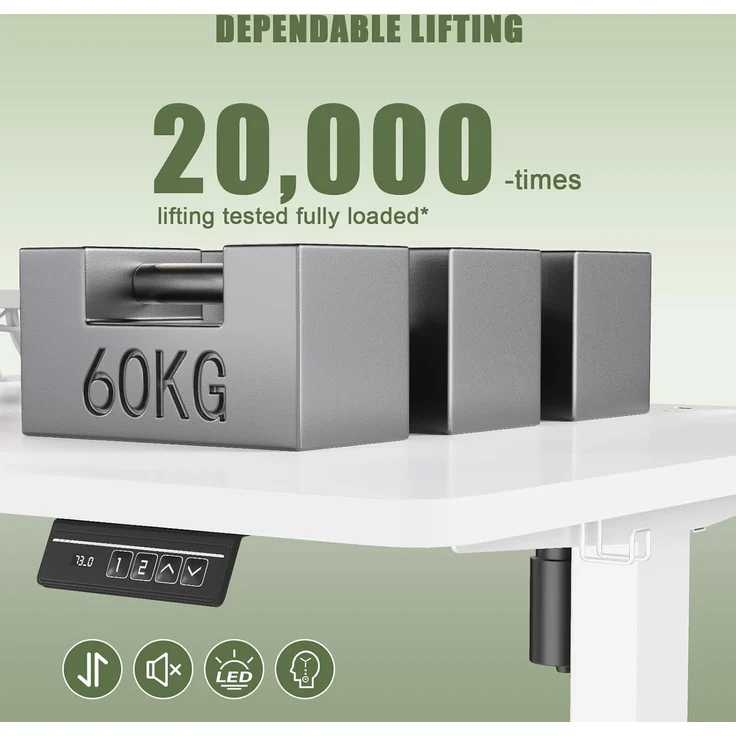 Devoko 160×70cm Elektrisch Höhenverstellbarer Schreibtisch mit Monitorständer, Computer-Schreibtisch, mit 2 Höhen-Speicherfunktionen, Weiß – Bild 8