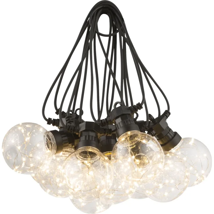 Außenlichterkette Lichterkette Outdoor LED warmweiß Kugeln schwarz 34090N