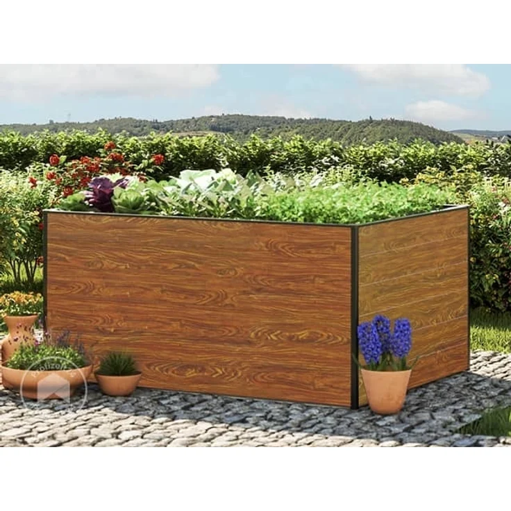 GFP Hochbeet Kräuter-Gemüse-Beet Aluminium CHRISTINA - 150x119x77cm - Holzoptik – Bild 1
