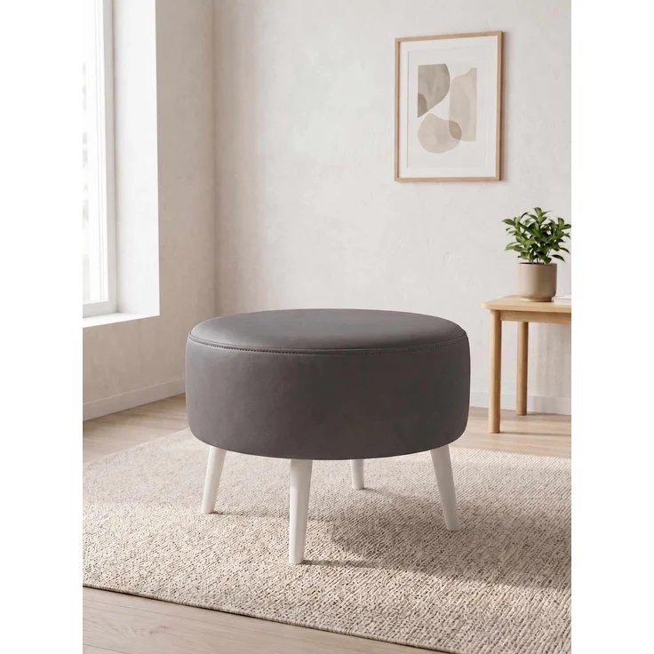 Hanah Home 'Az-Ovl-02-Byz - Grey' Pouffe, Grau, 60 x 42 x 60 cm – Bild 1