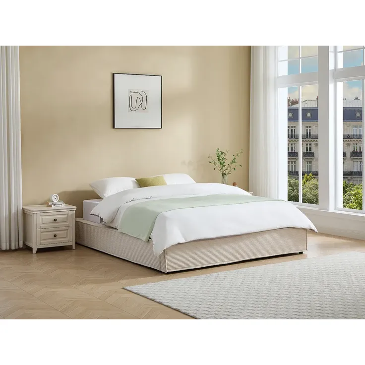 Vente-unique - KARESO Lattenrost und Bettrahmen Samt Beige - B 161 cm x H 30 cm x L 210 cm – Bild 2