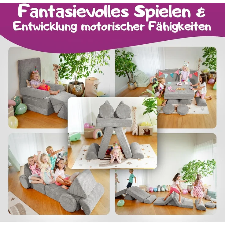 Linodino Kindersofa Spielsofa I Schaumstoff Stapelsteine für Kinder I Kindercouch, 3 Jahre Garantie – Bild 2