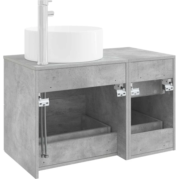 vidaXL Badezimmerschrank-Set 2 stk. Betongrau 79,5 x 44,5 x 80 cm 3404011 – Bild 5