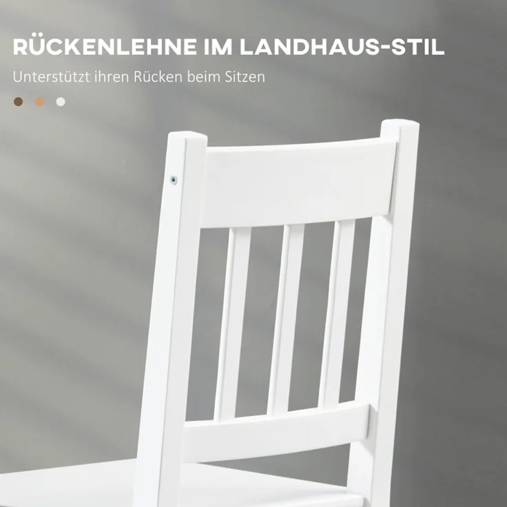 Esszimmerstuhl-Set, 2 Stück, 41x46,5x85,5 cm, Kiefernholz, weiß – Bild 6