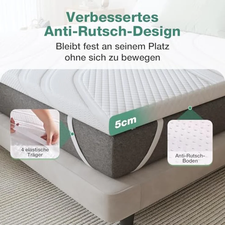 Novilla Matratzen Topper 180x200 5cm Höhe Gel Topper Memory Foam MatratzenTopper für Boxspringbett Wohnwagen Schlafsofa Matratzenauflage Bezug Waschbar Oeko-TEx – Bild 5
