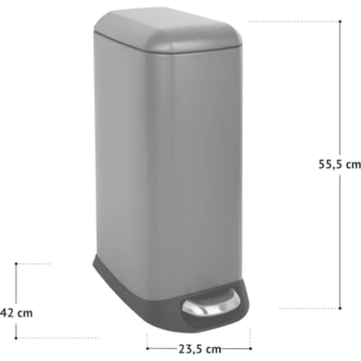 SVITA Mülleimer TS20, 20L Fußpedal mit herausnehmbarem Inneneimer, Softclose-Funktion, Stahl, Taupe – Bild 3