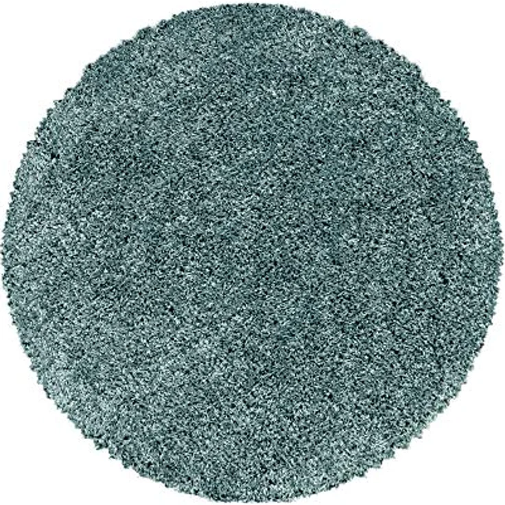 Carpetsale24 Shaggy Hochflor Teppich Wohnzimmer 160 cm Rund Aqua Blau - Modern Flauschiger Teppich Extra Weich, Pflegeleicht und Einfarbig - Ideal als Teppich für Schlafzimmer, Esszimmer und Küche – Bild 2