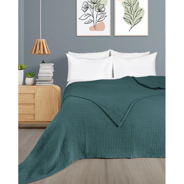 Laynenburg Tagesdecke Musselin aus 100% Baumwolle – Baumwolldecke, Kuscheldecke, Wohndecke als Sommerdecke, Bett-Überwurf, Couch-Überwurf, Sofa-Decke – Bild 3