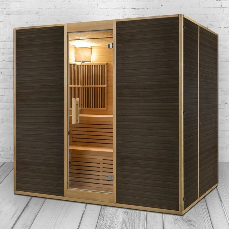 XXXL Luxus Infrarotsauna +Infrarotkabine Kombi Sauna inkl. Saunaofen 6 Pers. SET