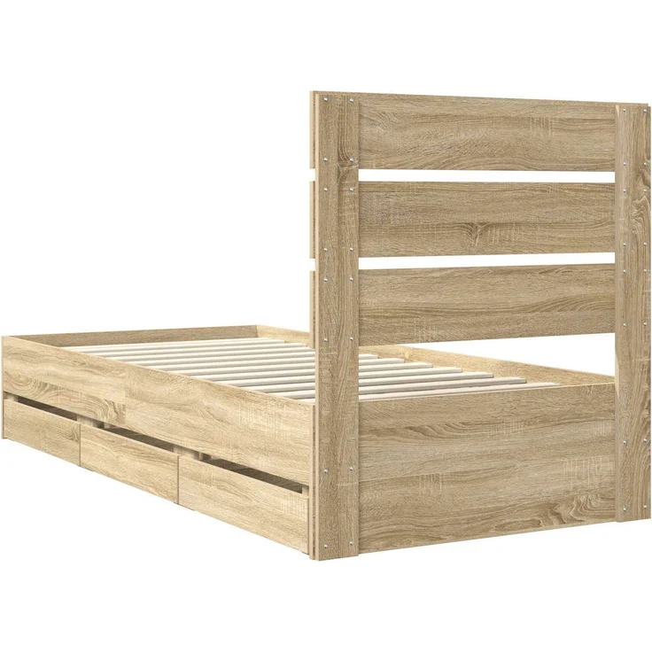 vidaXL Bettrahmen Sonoma-Eiche 100 x 200 cm Ingenieurs Holz 3411854 – Bild 10