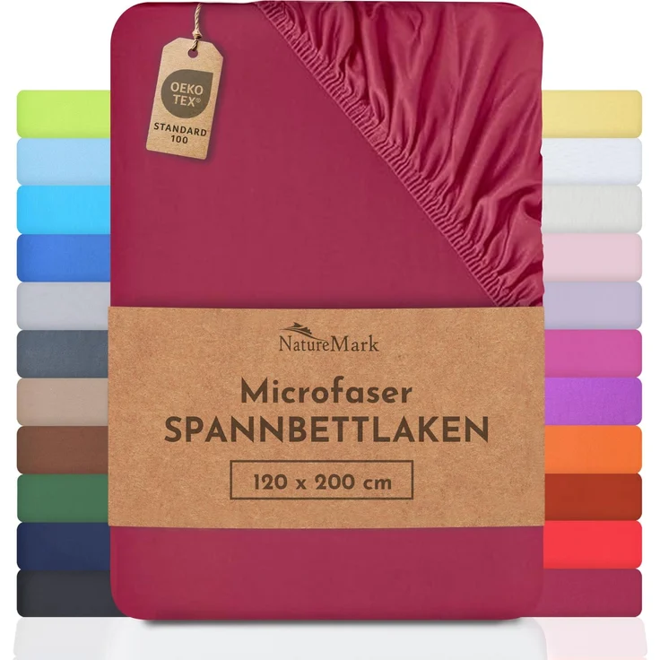 NatureMark - Mikrofaser SPANNBETTLAKEN zum Sparpreis! viele Größen und Farben Markenware (120x200 cm, Bordeaux rot)