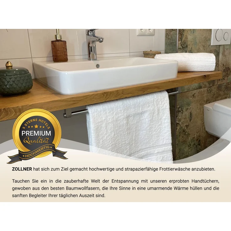 ZOLLNER 5er Set Duschtücher, 100% Baumwolle, 70 x140 cm, Weiß – Bild 5
