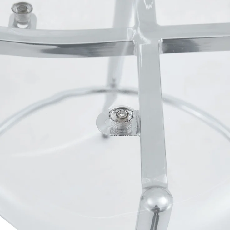 2er-Set transparenter Barhocker mit Schwebendesign – ideal für europäische Küchen. Silberne Metallbeine passen perfekt zum modernen Luxus-Minimalismus.Höhe: 102 cm.--Silber, Transparent--102x48.5x48.5cm--YOUDENOVA – Bild 5