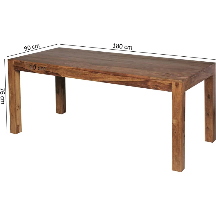 Esstisch Mumbai 180x90x76cm Sheesham Massivholz Rechteckig Esszimmer Schlicht – Bild 4