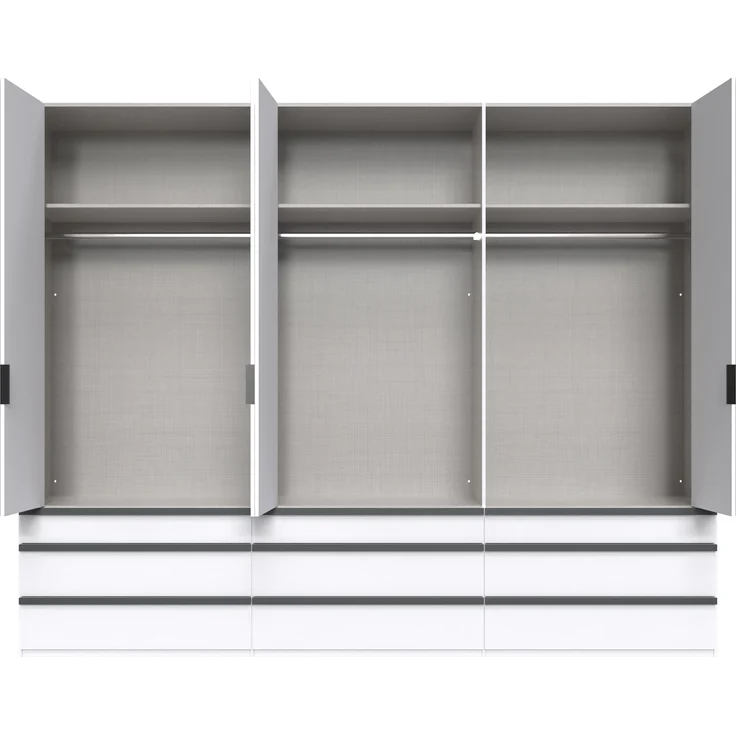 Falttürenschrank >OXFORD< in WEISS mit Spiegel - 300x216x58cm (BxHxT) – Bild 3