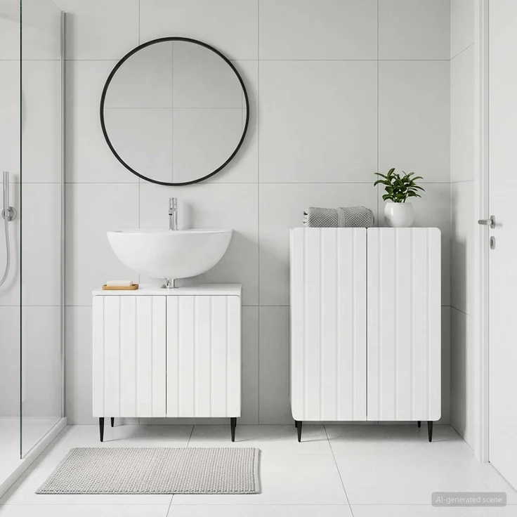 vidaXL 2-teiliges Badezimmer Schrank Set ZWOLLE Hochglanz Weiß 3417598 – Bild 1