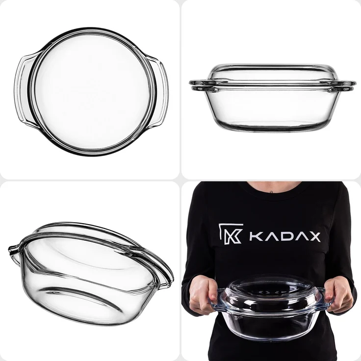 KADAX Runde Auflaufform mit Deckel 2,4L – Bild 9