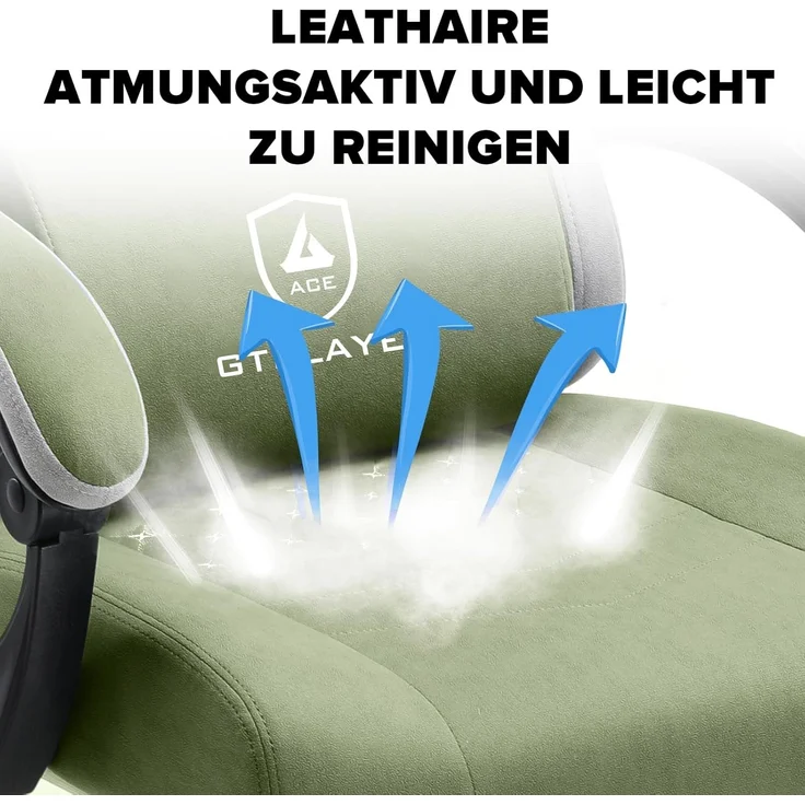 GTPLAYER Gaming Stuhl Ergonomischer Gaming Sessel Schreibtischstuhl mit Stoffoberfläche, Federsitzkissen, Verbindungsarmlehnen und Fußstütze grün – Bild 6