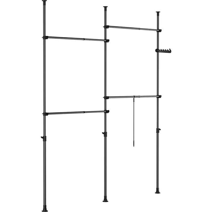 SoBuy KLS03-II-SCH Garderobenständer, Metall, Pulverbeschichtung, Schwarz, 126 x 295 x 62 cm