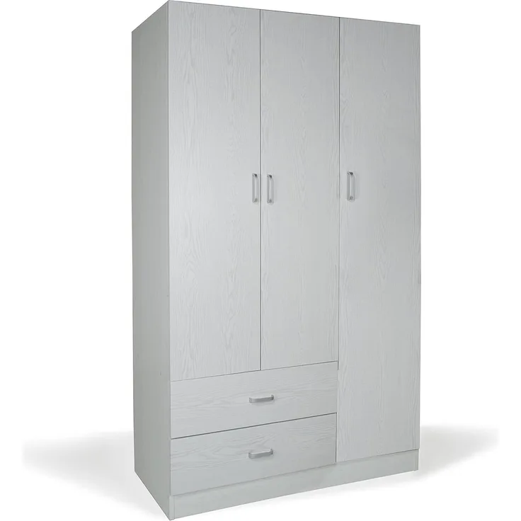 Dmora Kleiderschrank mit 3 Türen und Kleiderstange, Schlafzimmer Kleiderschrank, Moderner Schrank mit Regalen, Made in Italy, 90x42h180 cm, Farbe Eiche gebleicht