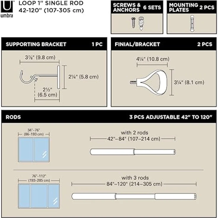 Umbra Vorhangstange Loop Nickel, 107-306 cm, Edelstahl, Kunststoff – Bild 4