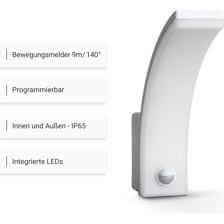 SEBSON Außen-Wandleuchte LED Außenleuchte Bewegungsmelder 9m/140° IP65, 20W 1550lm kaltweiß, Kaltweiß, Bewegungsmelder programmierbar, Standby Dimmfunktion – Bild 2