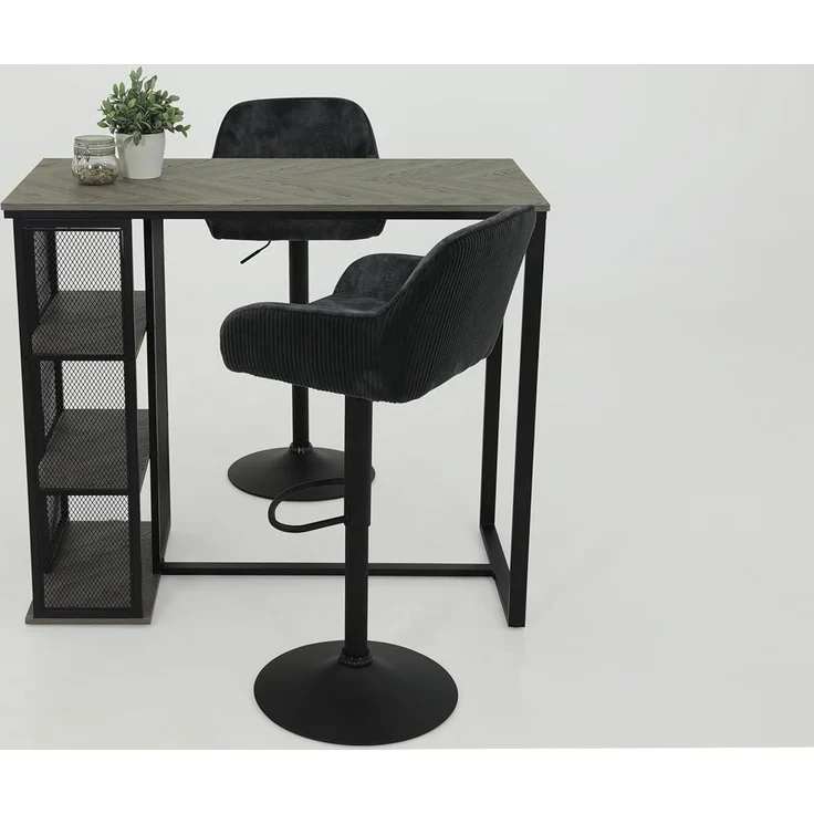 Hela Tische, Bartisch Bistrotisch Klara, Dekor Fischgrät Grau, Metall-Regal-Gestell, 120 x 60 x 103 cm – Bild 7