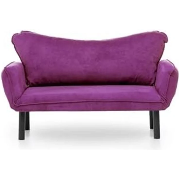 Dmora - 2-Sitzer SchlafsofaAsterope, Verwandelbares Sofa, Lineare Stoffstruktur, Schlafsessel mit Stauraum, 140x65 h70 cm, Lila – Bild 4
