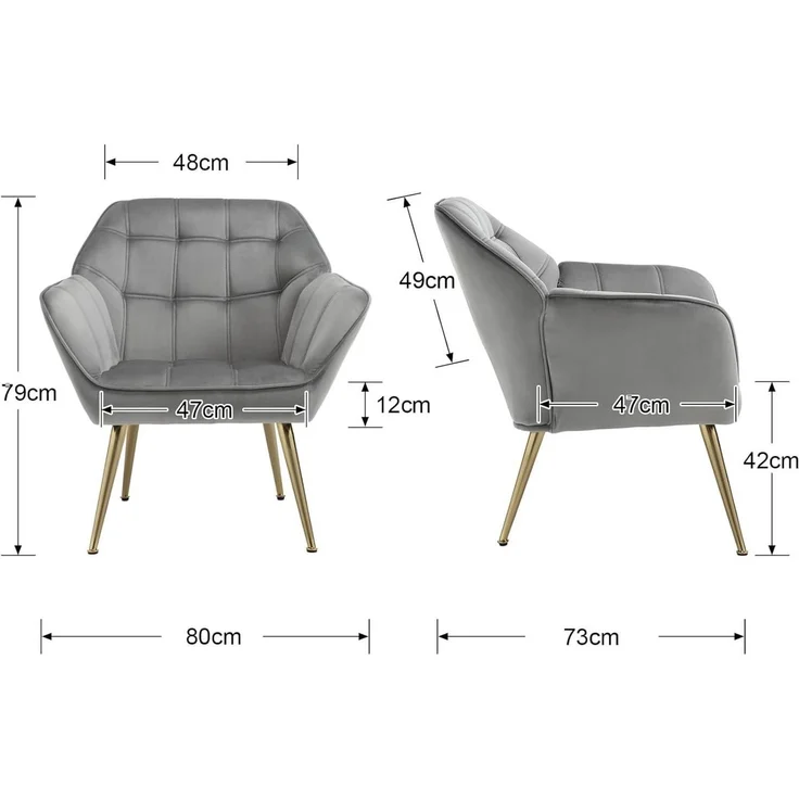 WAHSON OFFICE CHAIRS Ohrensessel mit Massivholz-/Metallbeinen Moderner Sessel aus Leinen/Samt – Bild 3