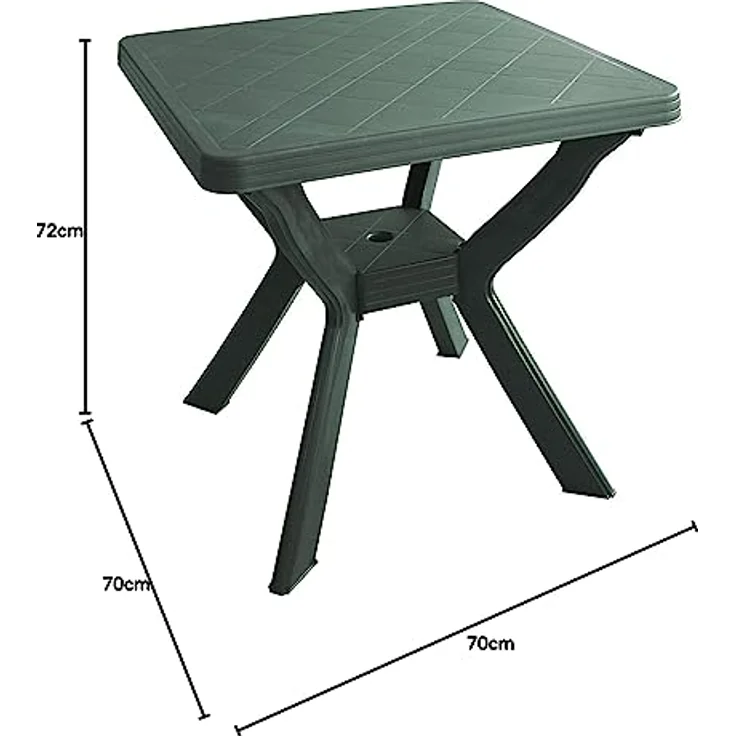 Quadratischer Gartentisch, Made in Italy, 70 x 70 x 72 cm, Farbe Grün – Bild 3