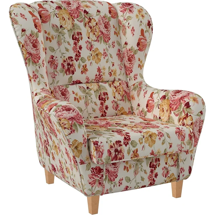 Supellex Sofia Ohrensessel mit Hocker | Design Pfingstrose – Bild 3