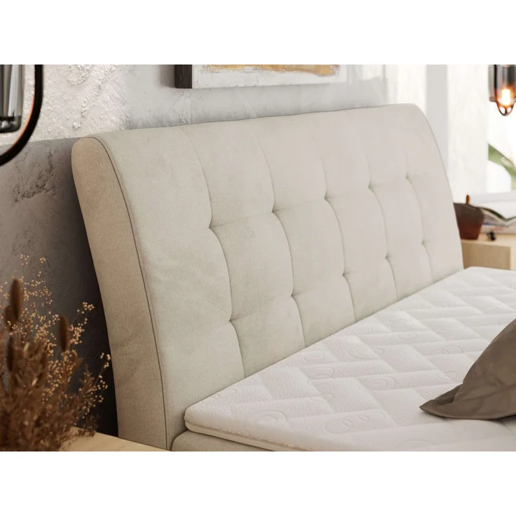 Boxspringbett DAGOS 160 x 200 cm mit Kopfteil, Lattenrost und Stauraum – Doppelbett mit Matratze & Topper Visco , stabile Konstruktion, Bettkasten, modernes Design - Beige Velvet - H4 – Bild 3