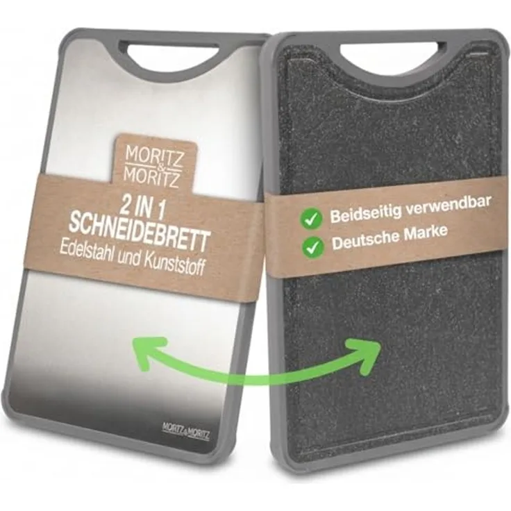 Moritz & Moritz Schneidebrett Multifunktionales Schneidebrett, Edelstahl / Kunststoff, Spülmaschinengeeignet, 39,5 x 26 cm