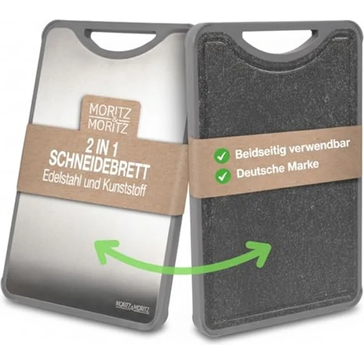 Moritz & Moritz Schneidebrett Multifunktionales Schneidebrett, Edelstahl / Kunststoff, Spülmaschinengeeignet, 39,5 x 26 cm – Bild 1