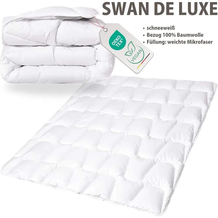 SEI Design Microfaserbettdecke SWAN De Luxe Winter 155x220 cm, Füllung: 100% Polyester Mikrofaser, Bezug: 100% Baumwolle, Vegane Alternative zu Daunen – Bild 5