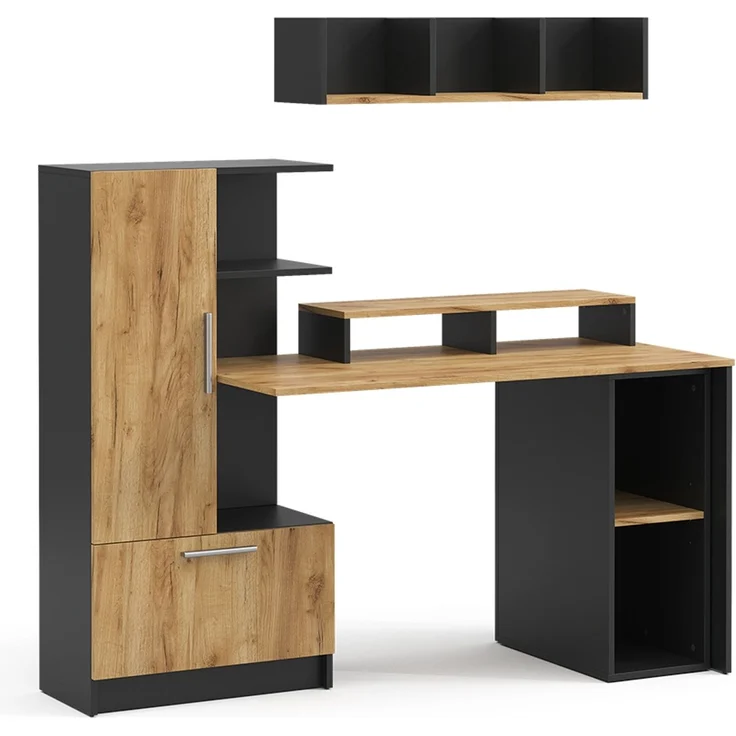 Schreibtisch Tomy Anthrazit/Goldkraft Eiche 150 x 59 cm 4er Set Vicco – Bild 1