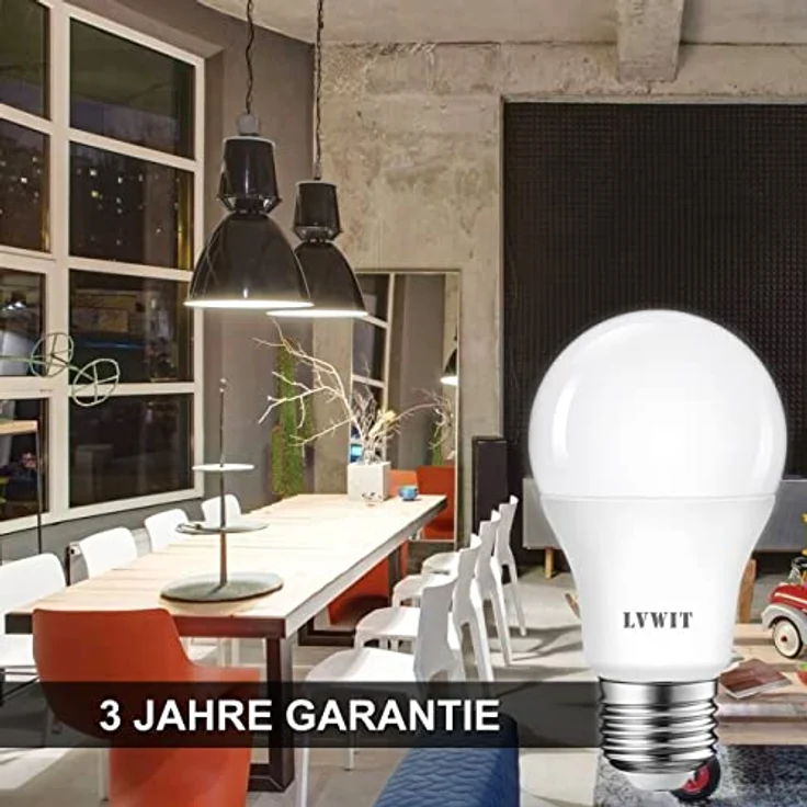 LVWIT LED E27 Birne, 75W Kaltweiß 6500K, ultrahell 1055 lm, matte LED Lampe (6er Pack) – Bild 6
