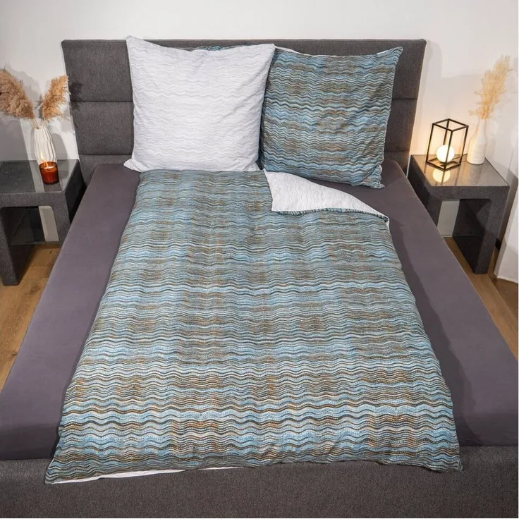Traumschloss Bettwäsche Classic Microfaser, Flanell, 2 teilig, Wellen, gestreift, blau