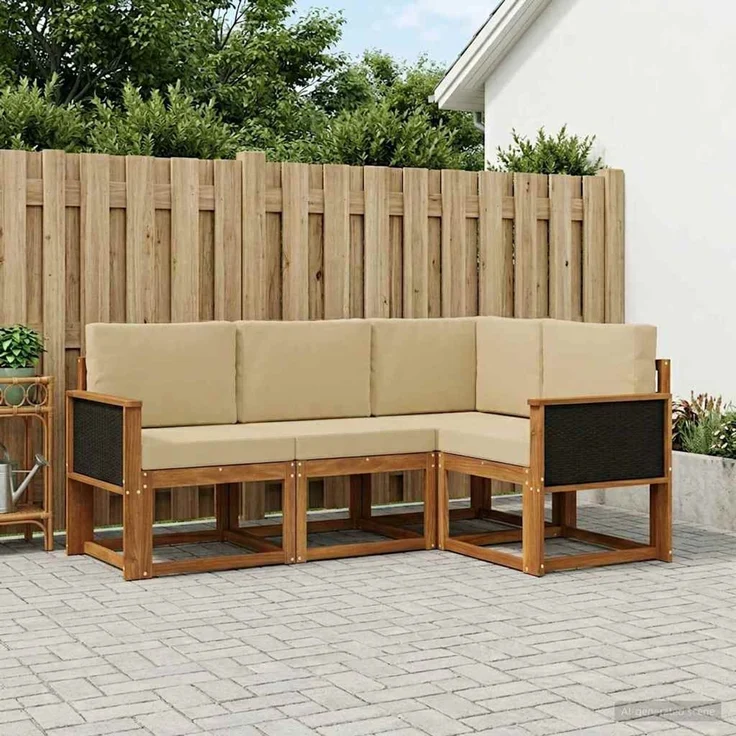 vidaXL Outdoor-Sofagarnitur 4 stk. 4-Sitzer Natur und Beige 3385164 – Bild 1
