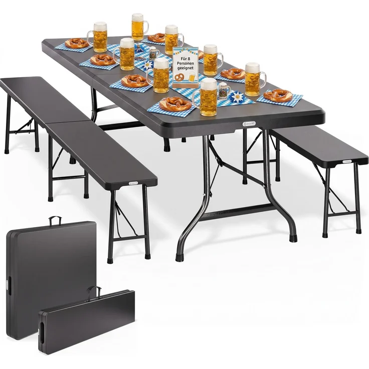 CASARIA® Bierzeltgarnitur Kunststoff 180cm 3-teilig Set – Bild 1